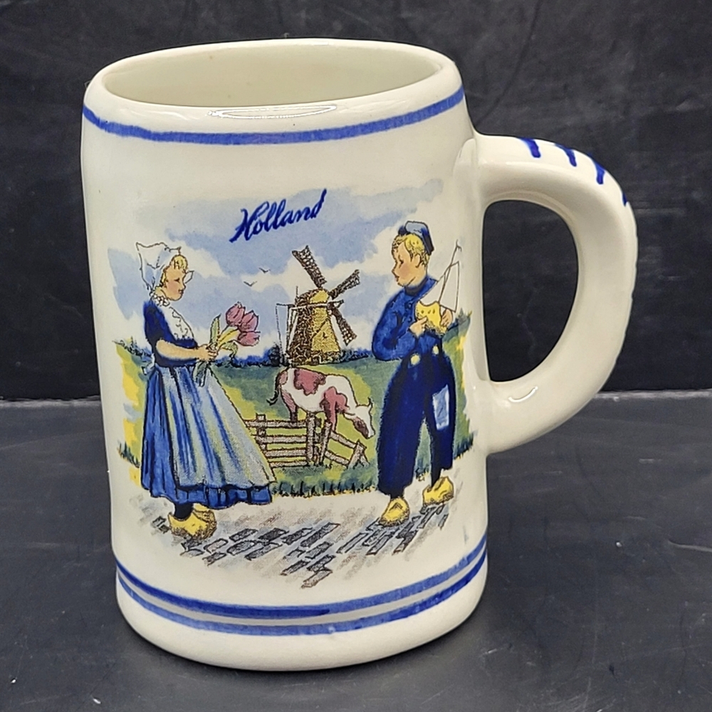 *Vintage Small Holland Delfts Blauw Agro Mug Hand Painted Dutch 3.5"